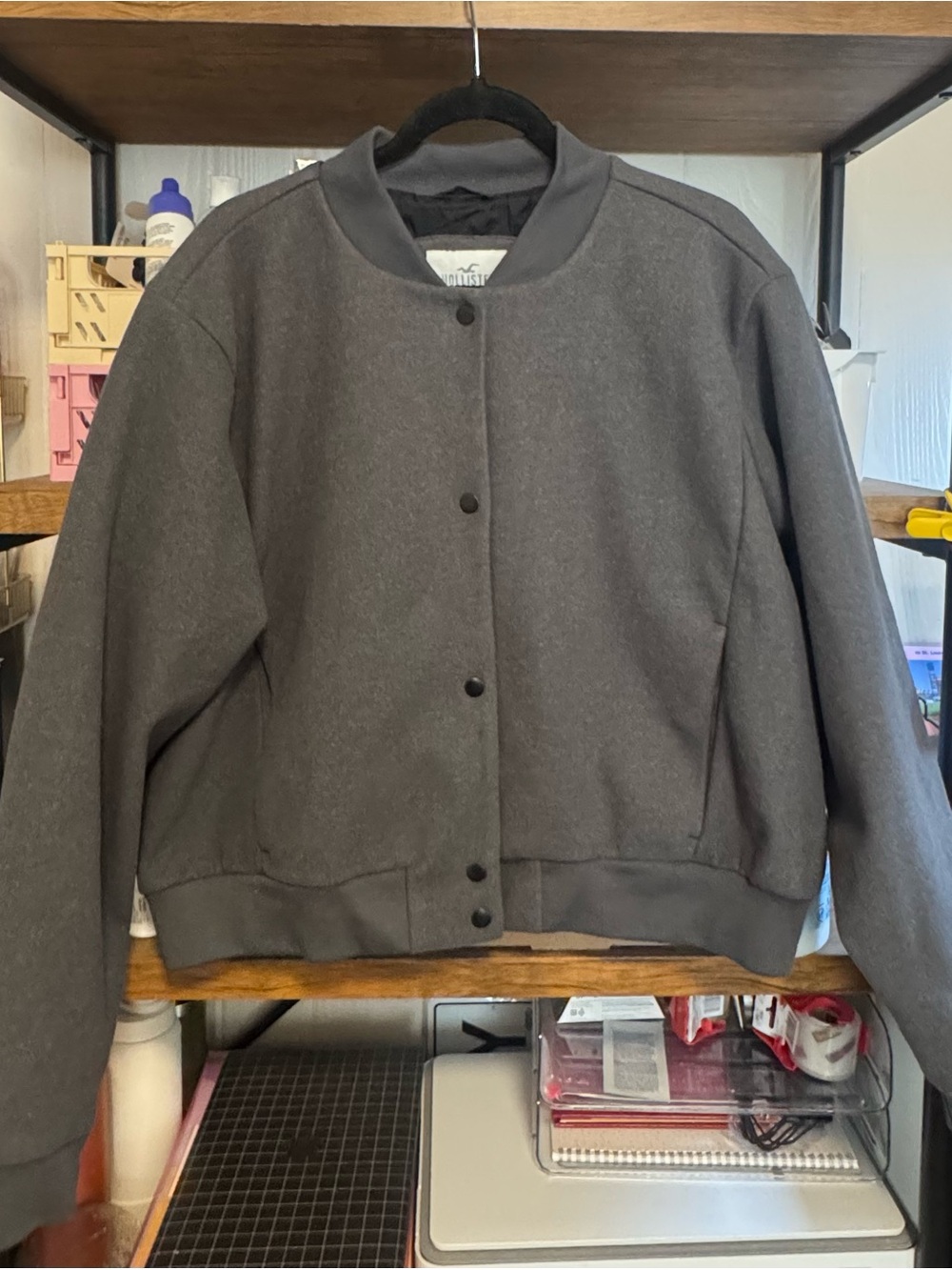 Grey Bomber Jacket - Hollister